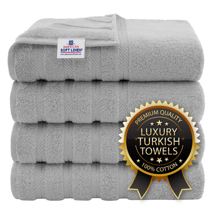 Luxury 4 Piece Bath Towel Set, 100% Cotton Turkish Bath Towels for Bathroom, Black