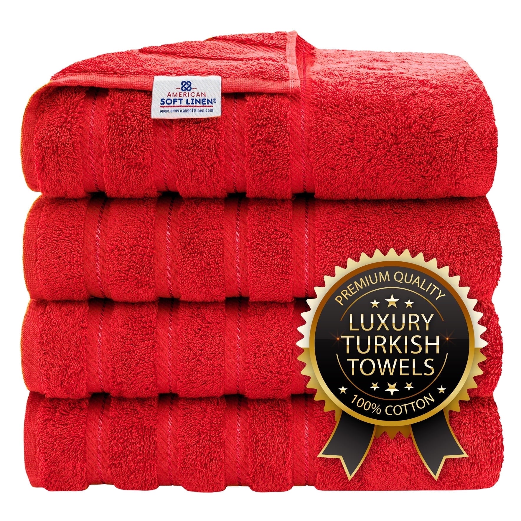 Luxury 4 Piece Bath Towel Set, 100% Cotton Turkish Bath Towels for Bathroom, Black