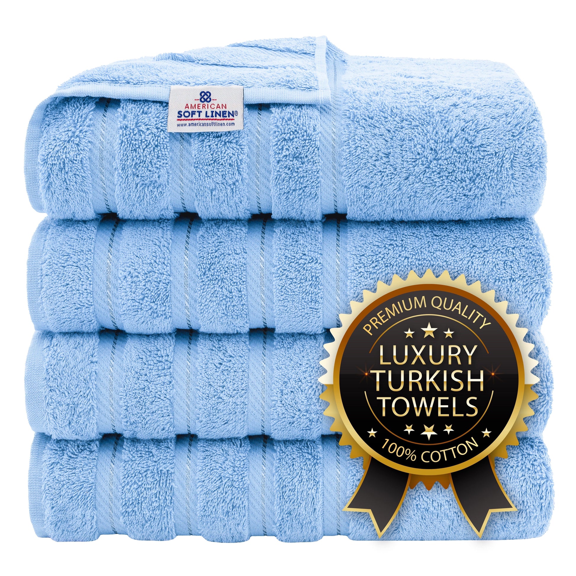 Luxury 4 Piece Bath Towel Set, 100% Cotton Turkish Bath Towels for Bathroom, Black