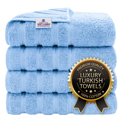 Luxury 4 Piece Bath Towel Set, 100% Cotton Turkish Bath Towels for Bathroom, Black