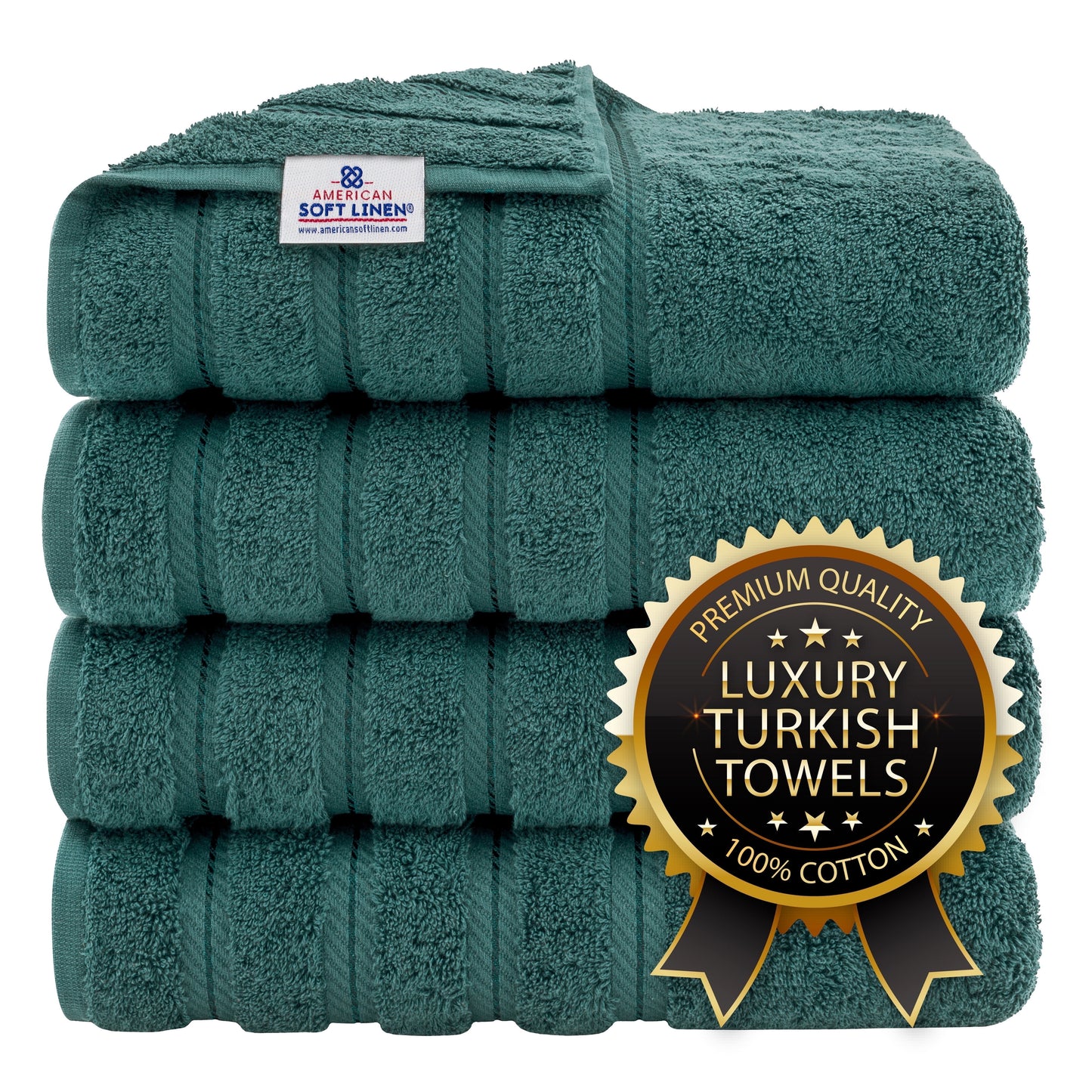 Luxury 4 Piece Bath Towel Set, 100% Cotton Turkish Bath Towels for Bathroom, Black