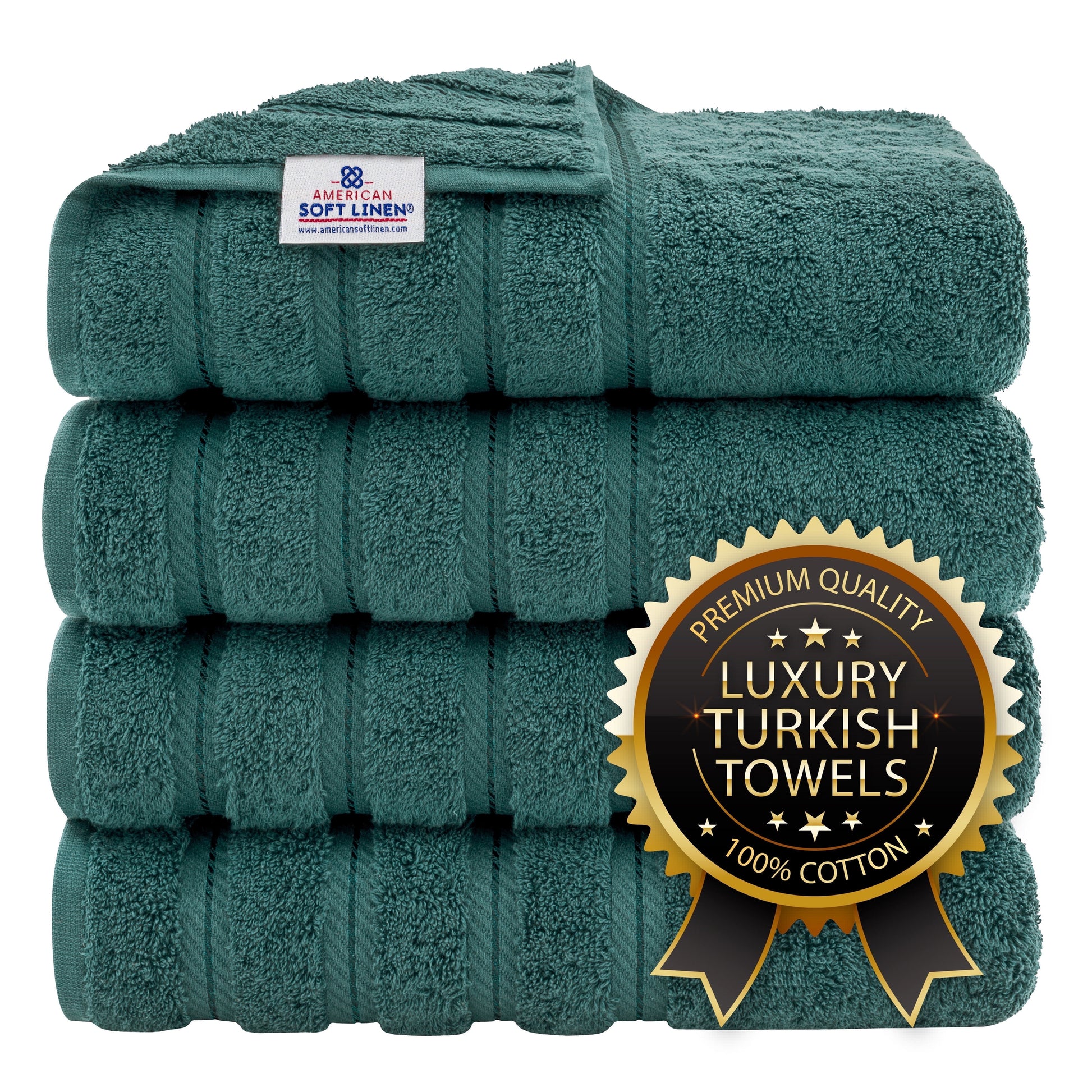 Luxury 4 Piece Bath Towel Set, 100% Cotton Turkish Bath Towels for Bathroom, Black