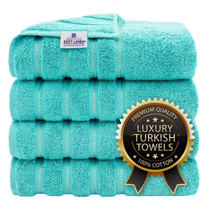 Luxury 4 Piece Bath Towel Set, 100% Cotton Turkish Bath Towels for Bathroom, Black