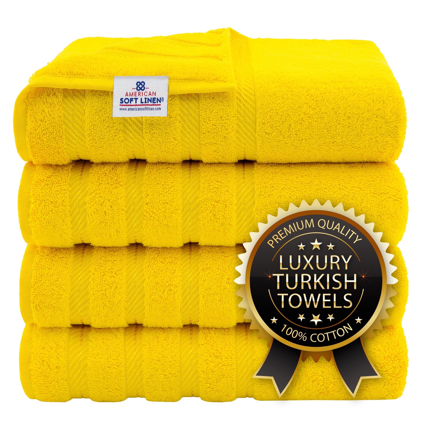 Luxury 4 Piece Bath Towel Set, 100% Cotton Turkish Bath Towels for Bathroom, Black