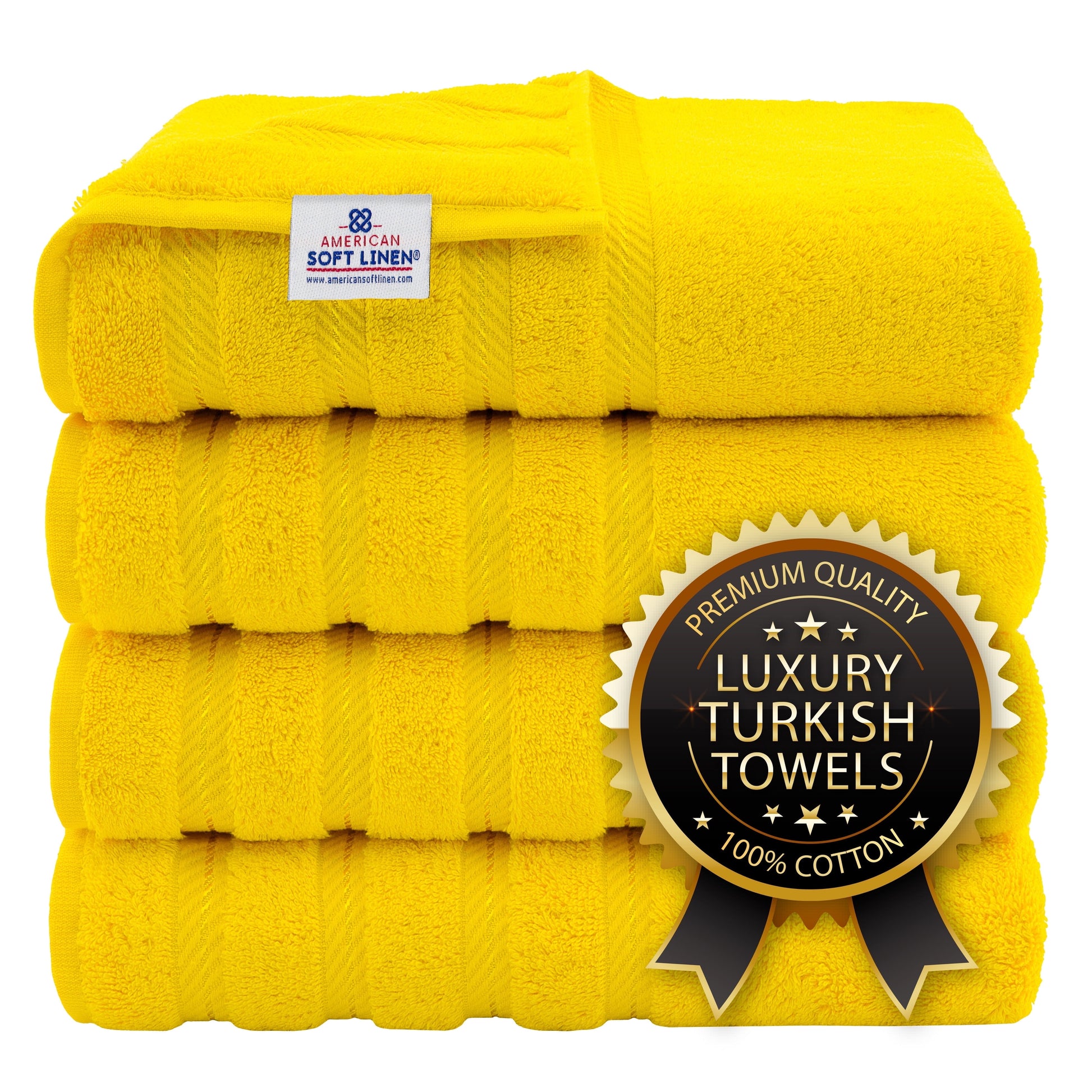 Luxury 4 Piece Bath Towel Set, 100% Cotton Turkish Bath Towels for Bathroom, Black