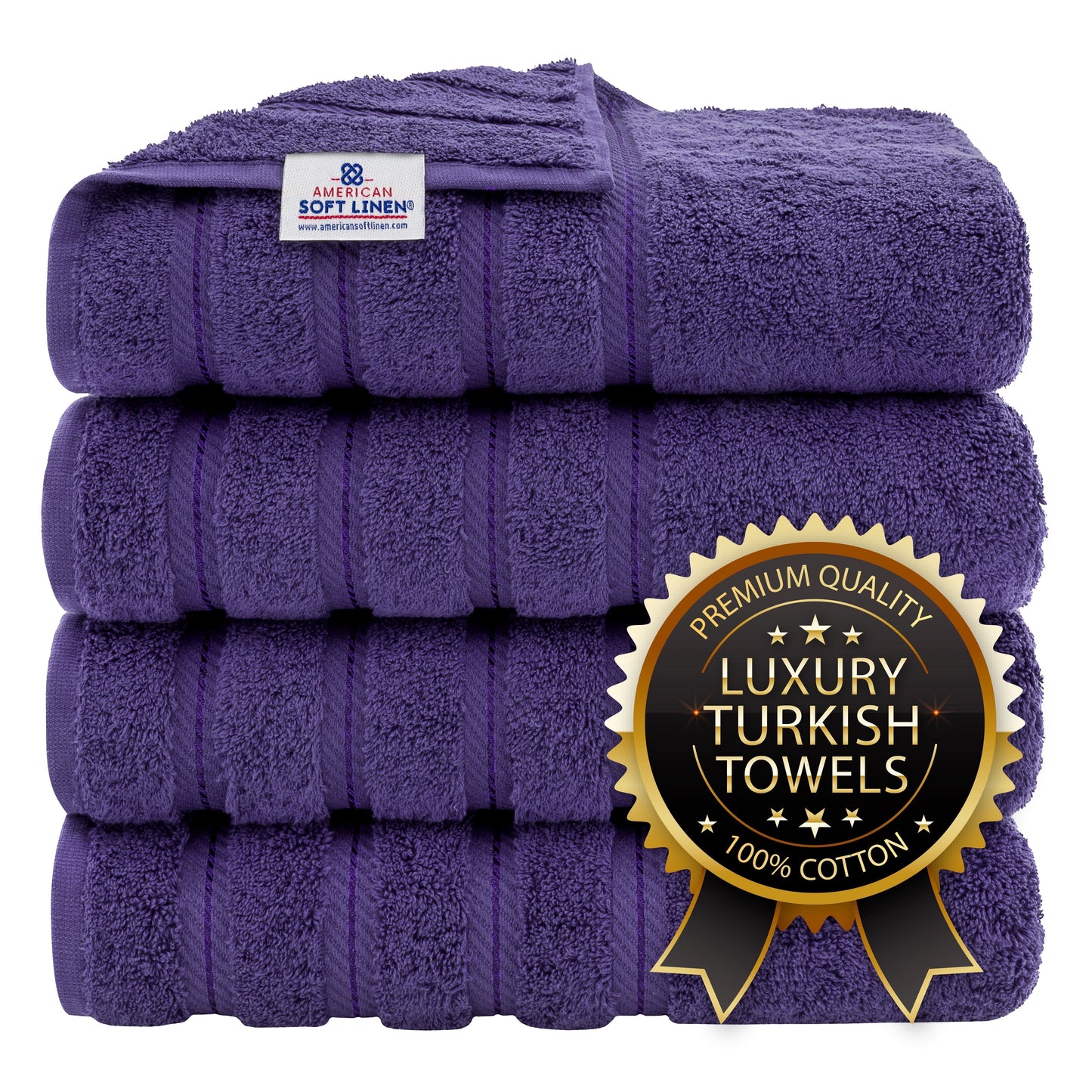 Luxury 4 Piece Bath Towel Set, 100% Cotton Turkish Bath Towels for Bathroom, Black