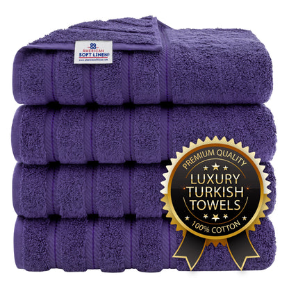 Luxury 4 Piece Bath Towel Set, 100% Cotton Turkish Bath Towels for Bathroom, Black