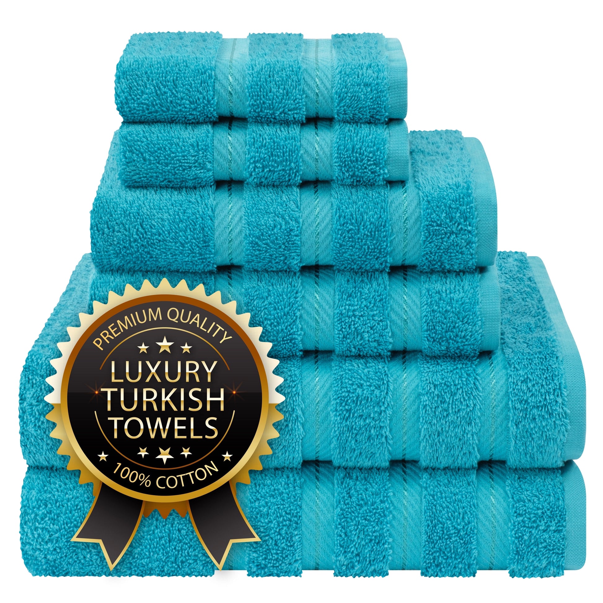 Luxury 4 Piece Bath Towel Set, 100% Cotton Turkish Bath Towels for Bathroom, Black