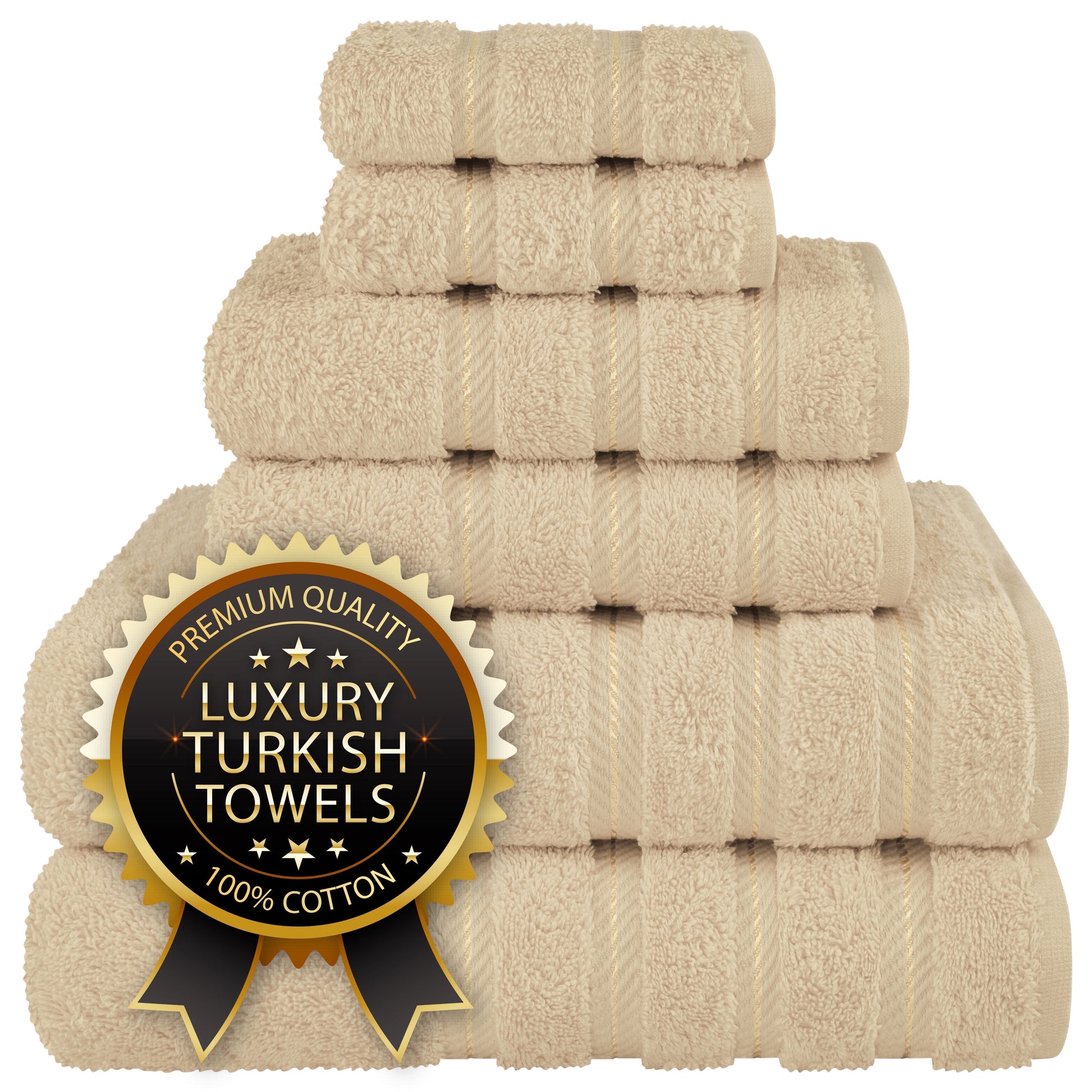 Luxury 4 Piece Bath Towel Set, 100% Cotton Turkish Bath Towels for Bathroom, Black
