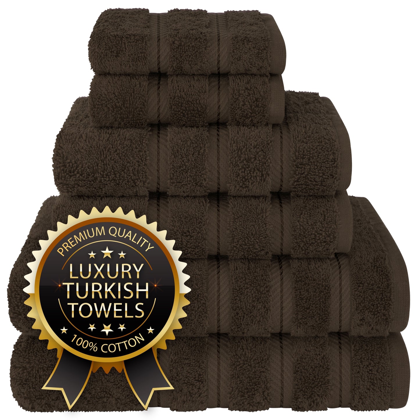 Luxury 4 Piece Bath Towel Set, 100% Cotton Turkish Bath Towels for Bathroom, Black