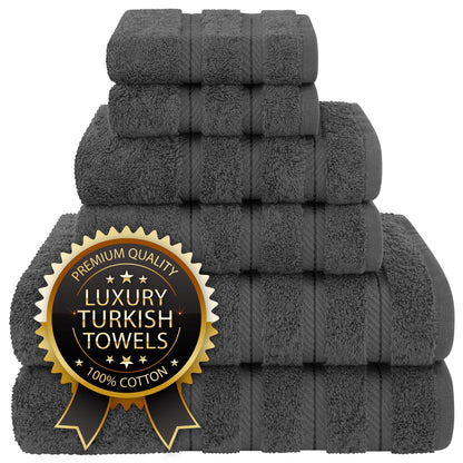 Luxury 4 Piece Bath Towel Set, 100% Cotton Turkish Bath Towels for Bathroom, Black