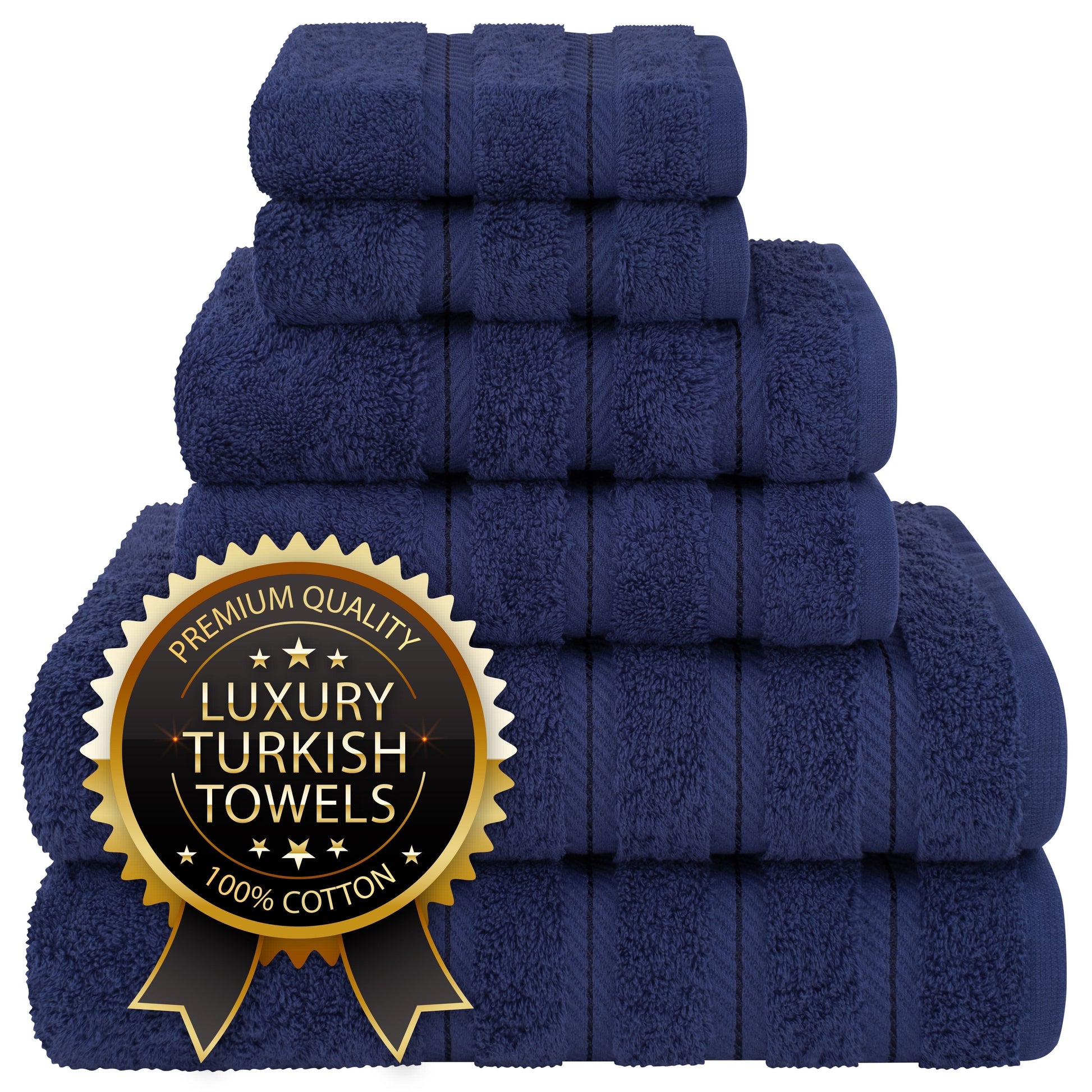 Luxury 4 Piece Bath Towel Set, 100% Cotton Turkish Bath Towels for Bathroom, Black