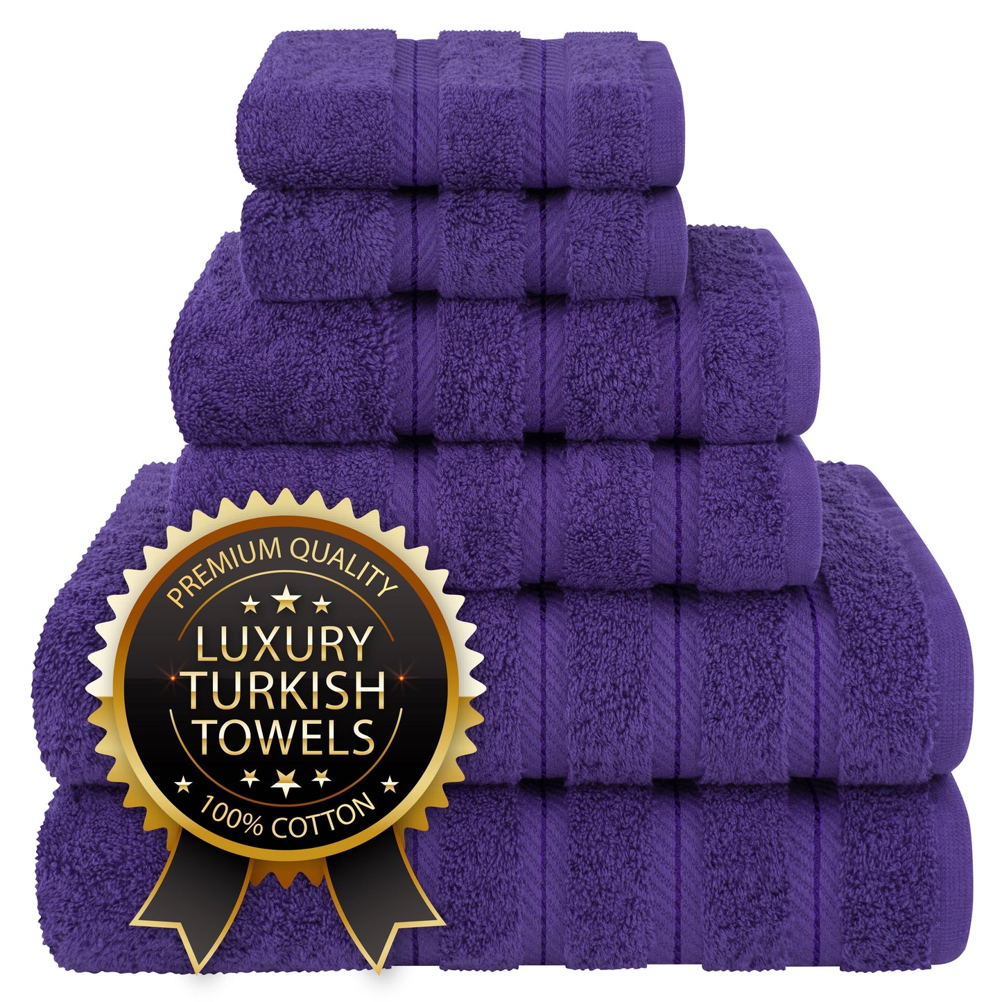 Luxury 4 Piece Bath Towel Set, 100% Cotton Turkish Bath Towels for Bathroom, Black