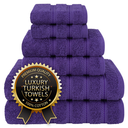Luxury 4 Piece Bath Towel Set, 100% Cotton Turkish Bath Towels for Bathroom, Black
