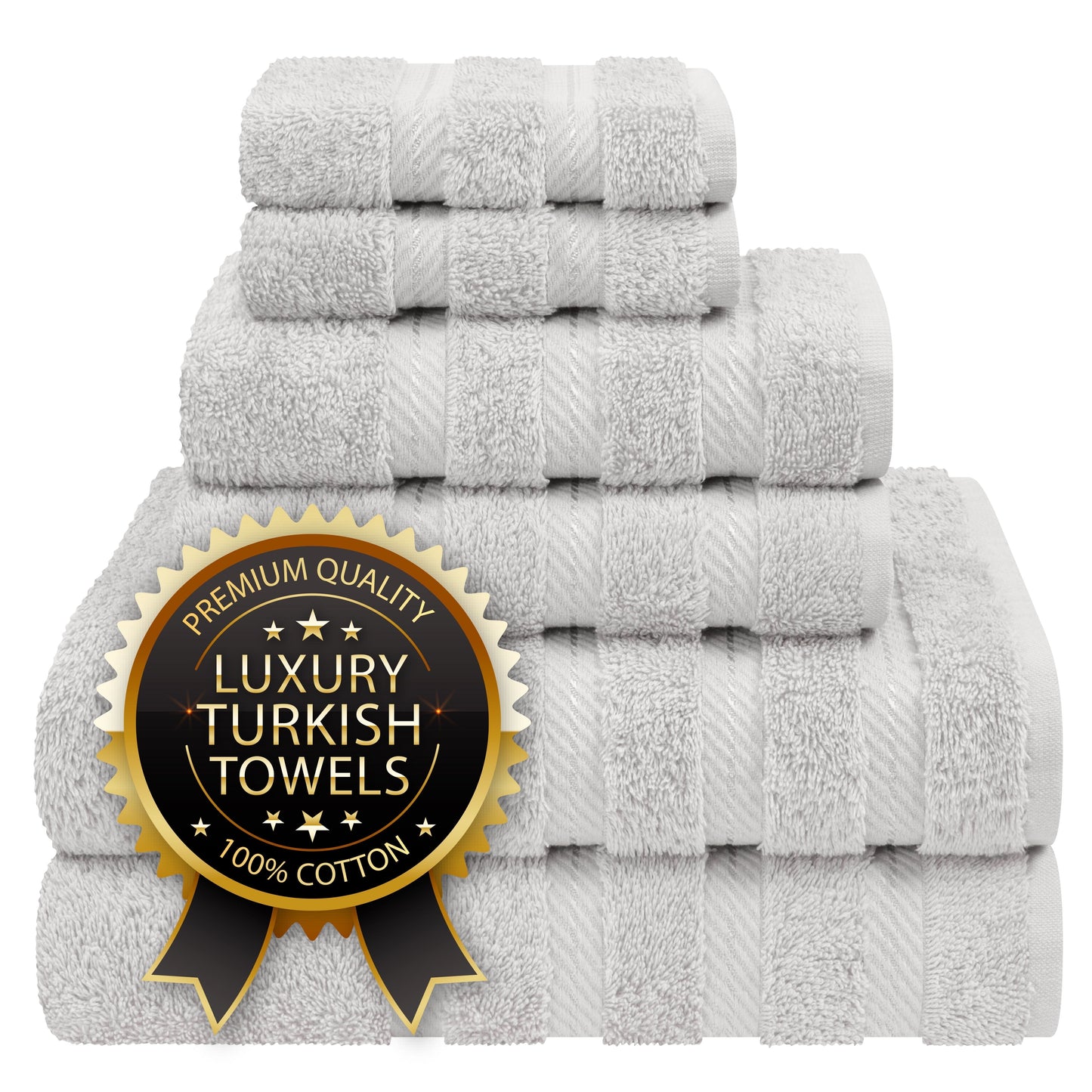 Luxury 4 Piece Bath Towel Set, 100% Cotton Turkish Bath Towels for Bathroom, Black