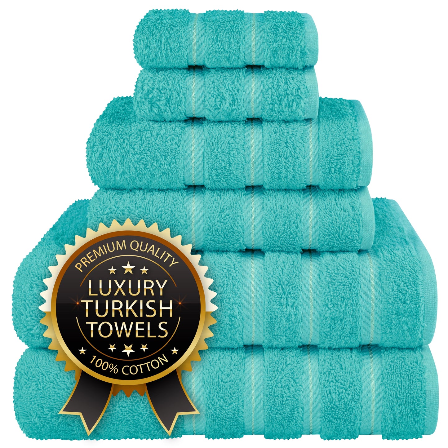 Luxury 4 Piece Bath Towel Set, 100% Cotton Turkish Bath Towels for Bathroom, Black