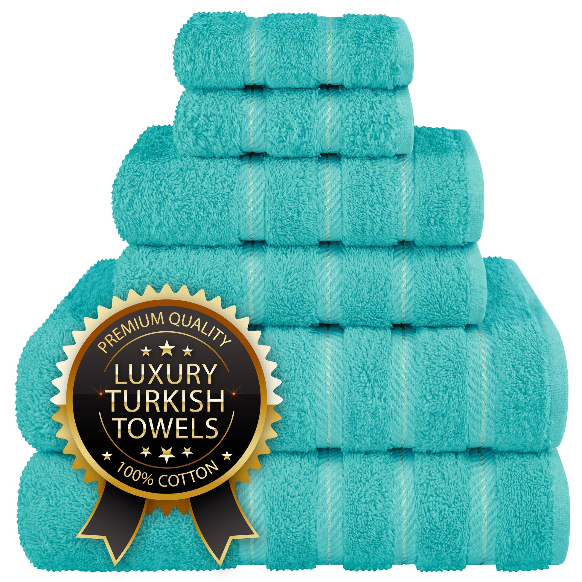 Luxury 4 Piece Bath Towel Set, 100% Cotton Turkish Bath Towels for Bathroom, Black