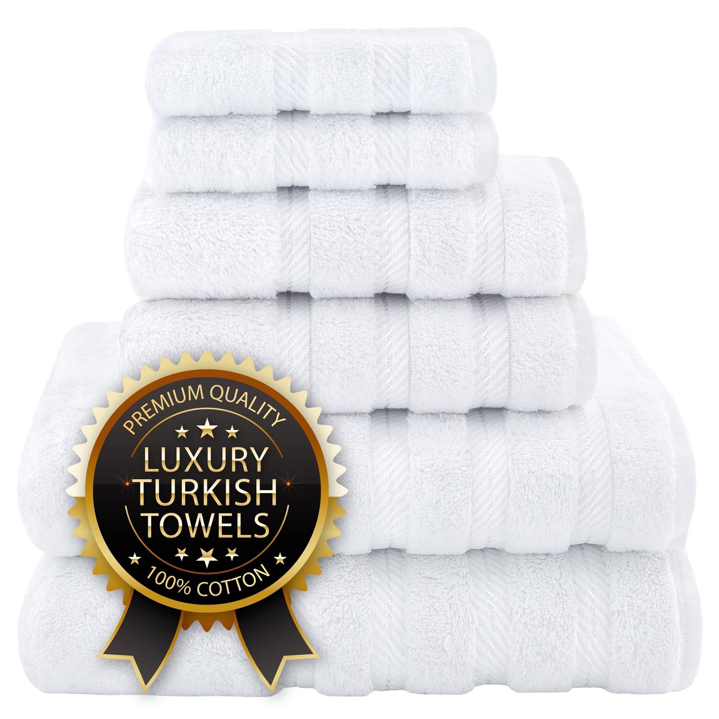 Luxury 4 Piece Bath Towel Set, 100% Cotton Turkish Bath Towels for Bathroom, Black