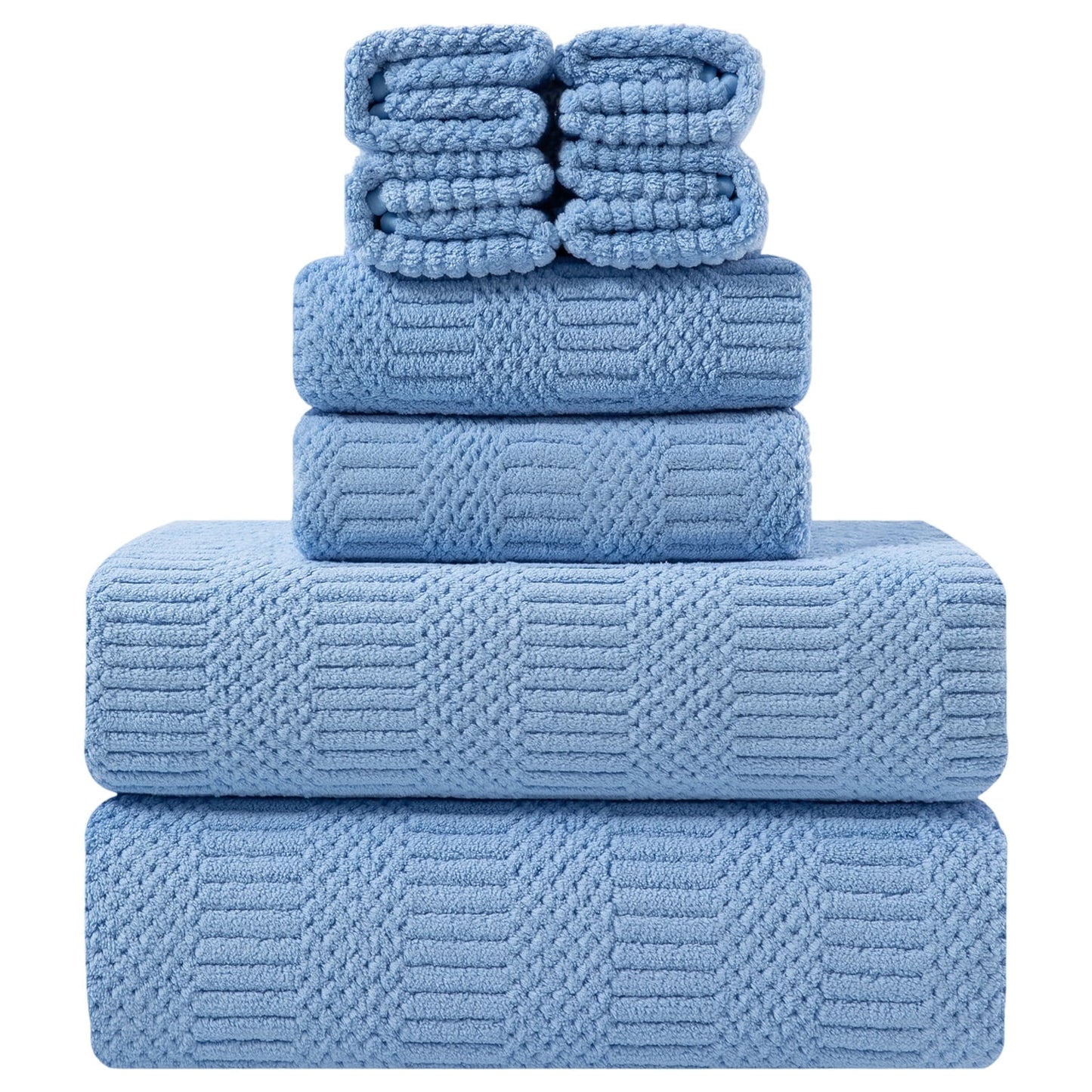 8 Piece Microfiber Bath Towel Set,700Gsm Quick Dry & Less Lint, 2 Oversized Bath Towels, 2 Towels & 4 Washcloths,Highly Absorbent,Ultra Soft Shower Towel for Bathroom Hotel-Light Green