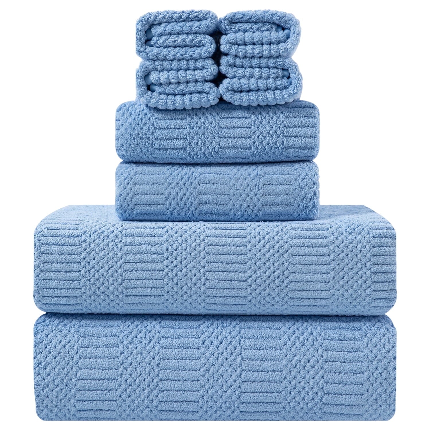 8 Piece Microfiber Bath Towel Set,700Gsm Quick Dry & Less Lint, 2 Oversized Bath Towels, 2 Towels & 4 Washcloths,Highly Absorbent,Ultra Soft Shower Towel for Bathroom Hotel-Light Green