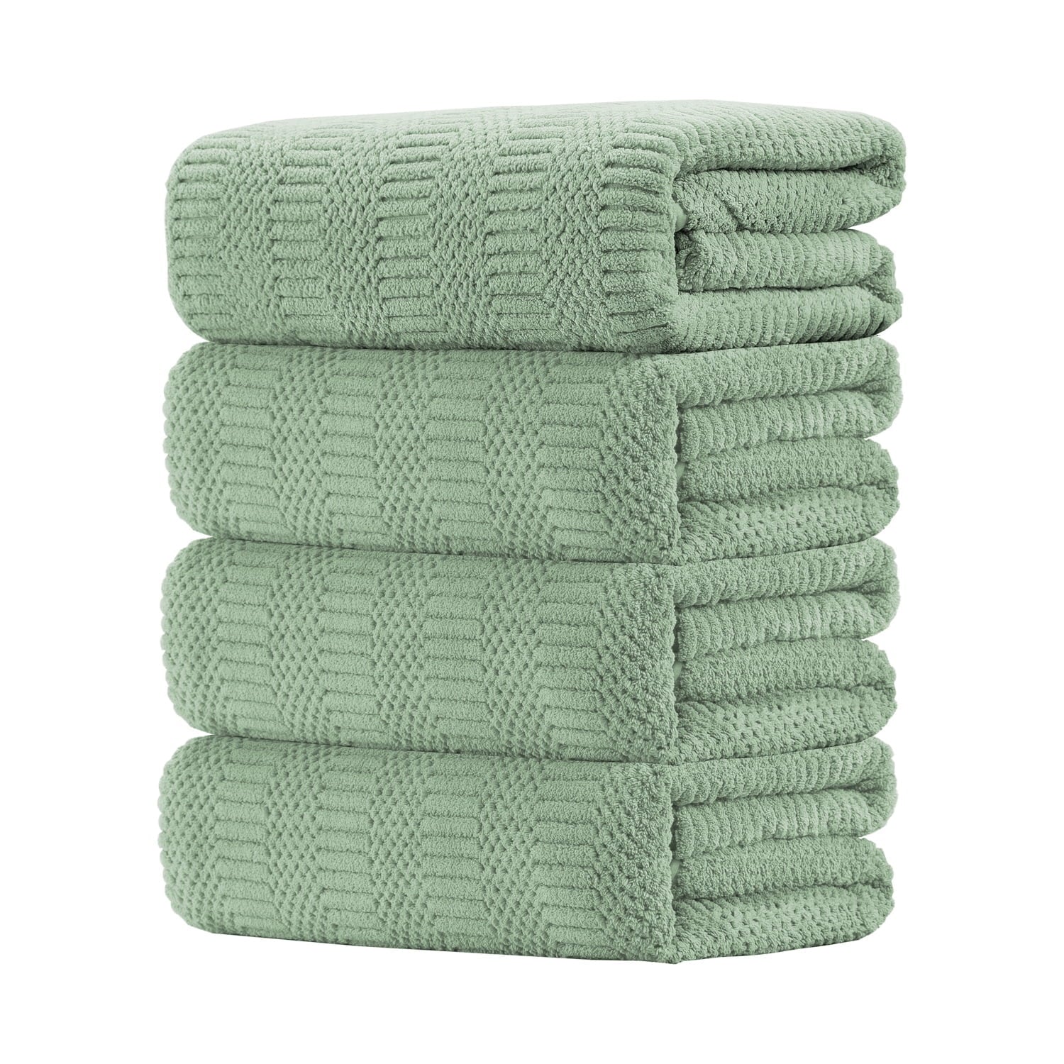 8 Piece Microfiber Bath Towel Set,700Gsm Quick Dry & Less Lint, 2 Oversized Bath Towels, 2 Towels & 4 Washcloths,Highly Absorbent,Ultra Soft Shower Towel for Bathroom Hotel-Light Green