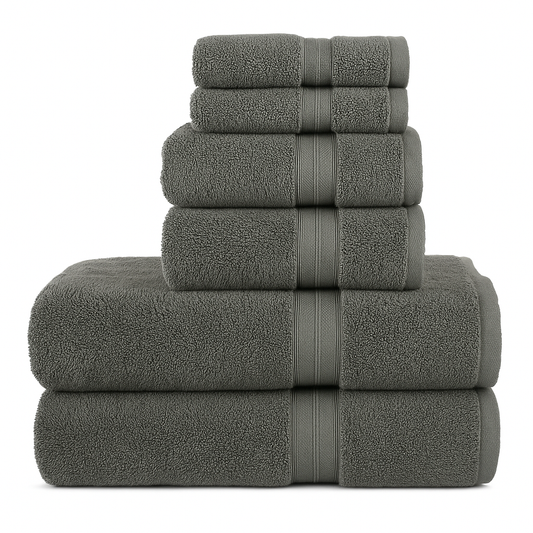 6-Piece Premium Turkish Cotton Towel Set – Soft, Absorbent & Durable (Gray)