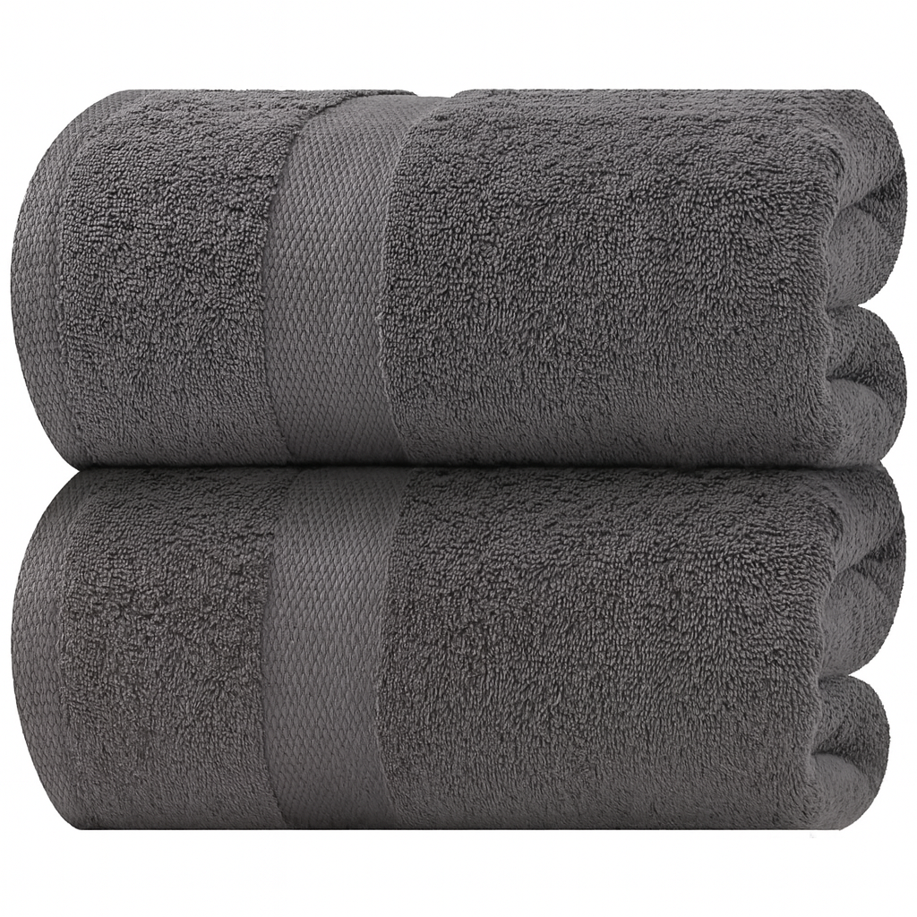2-Pack Oversized Luxury Bath Sheets – 100% Cotton, 650 GSM, Ultra Soft, Quick-Drying & Highly Absorbent (Dark Gray, 35" x 70")