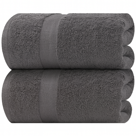 2-Pack Oversized Luxury Bath Sheets – 100% Cotton, 650 GSM, Ultra Soft, Quick-Drying & Highly Absorbent (Dark Gray, 35" x 70")