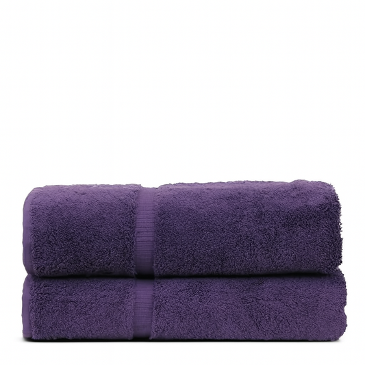 Set of 2 Luxury Bath Towels – 100% Turkish Cotton, 700 GSM, Quick-Drying & Eco-Friendly with Dobby Border (Plum, 27" x 54")