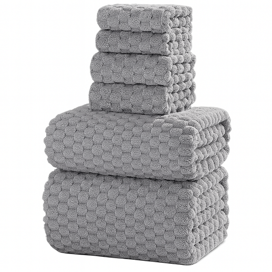 6-Piece Oversized Microfiber Towel Set – Extra Large 40x80" Bath Sheets with Hand Towels & Washcloths, Quick-Dry & Highly Absorbent (Gray)