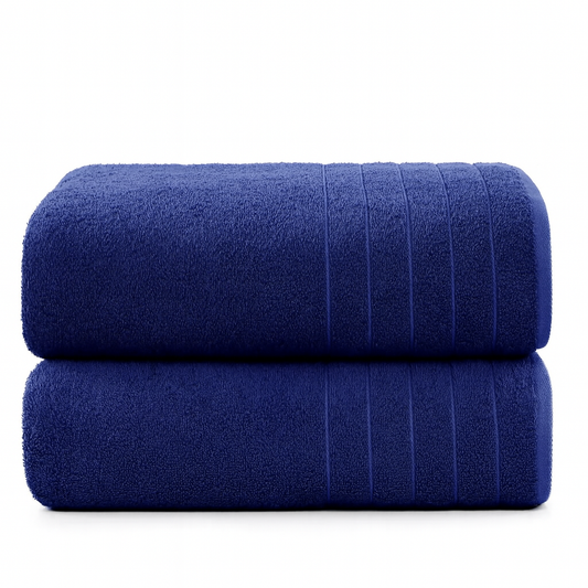 2-Pack Oversized Bath Towels – 100% Ring-Spun Cotton, Ultra Absorbent & Quick-Drying (30" x 60", Navy)