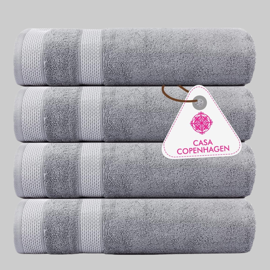 Solitaire Egyptian Cotton Bath Towel Set 4-Piece | 600 GSM, Ultra Soft & Absorbent | Grey Violet
