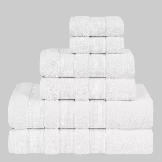 Salem Premium Turkish Cotton 6-Piece Bath Towel Set | Ultra Soft, Highly Absorbent Luxury | White
