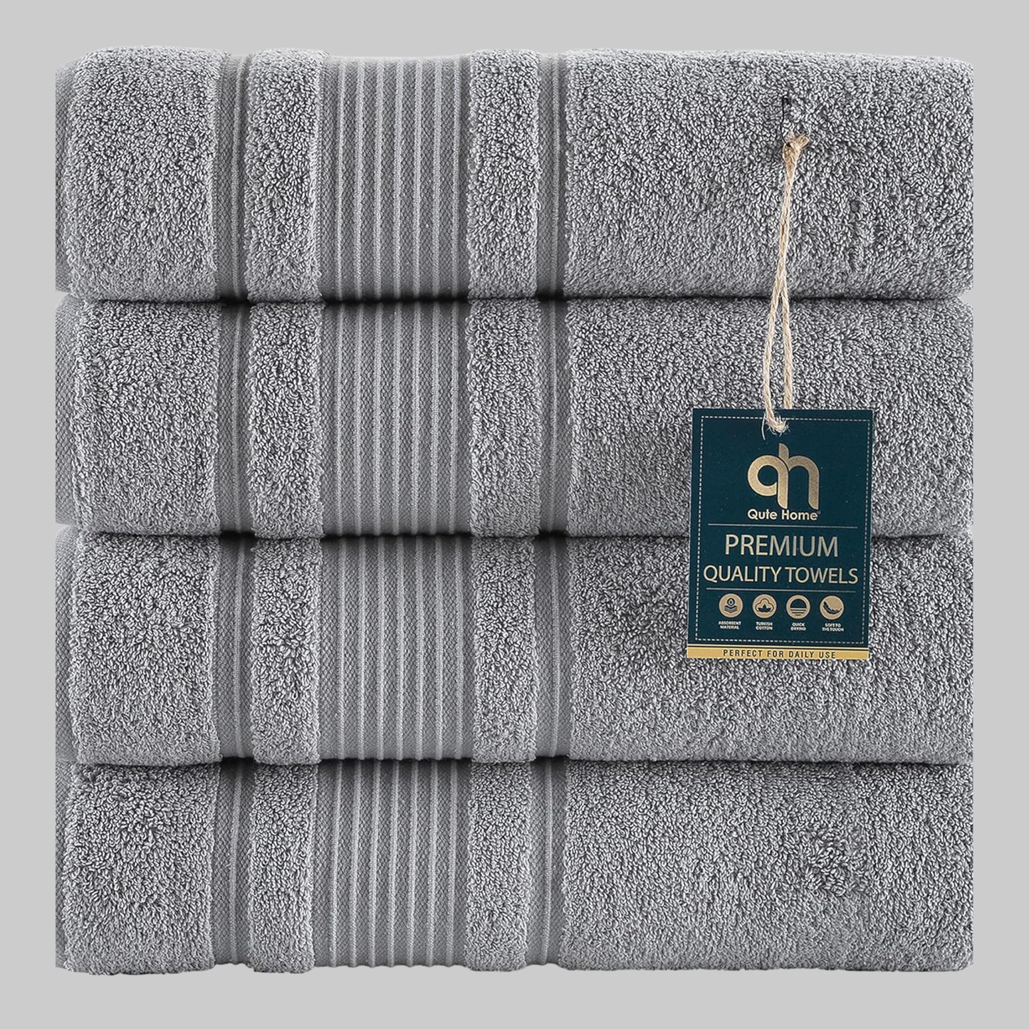 100% Turkish Cotton Bath Towel Set|  Premium Quality, Ultra Soft & Quick Dry | Grey