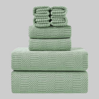 8-Piece Microfiber Bath Towel Set 700 GSM | Ultra Soft, Quick Dry & Low Lint Towel   | Light Green