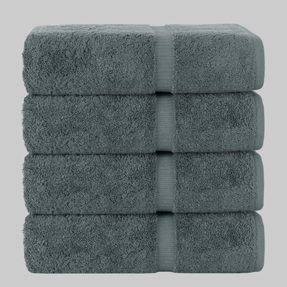 Premium Turkish Cotton Bath Towel Set of 4 | Ultra Soft, Absorbent & Durable Luxury | Dark Gray
