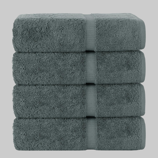 Premium Turkish Cotton Bath Towel Set of 4 | Ultra Soft, Absorbent & Durable Luxury | Dark Gray