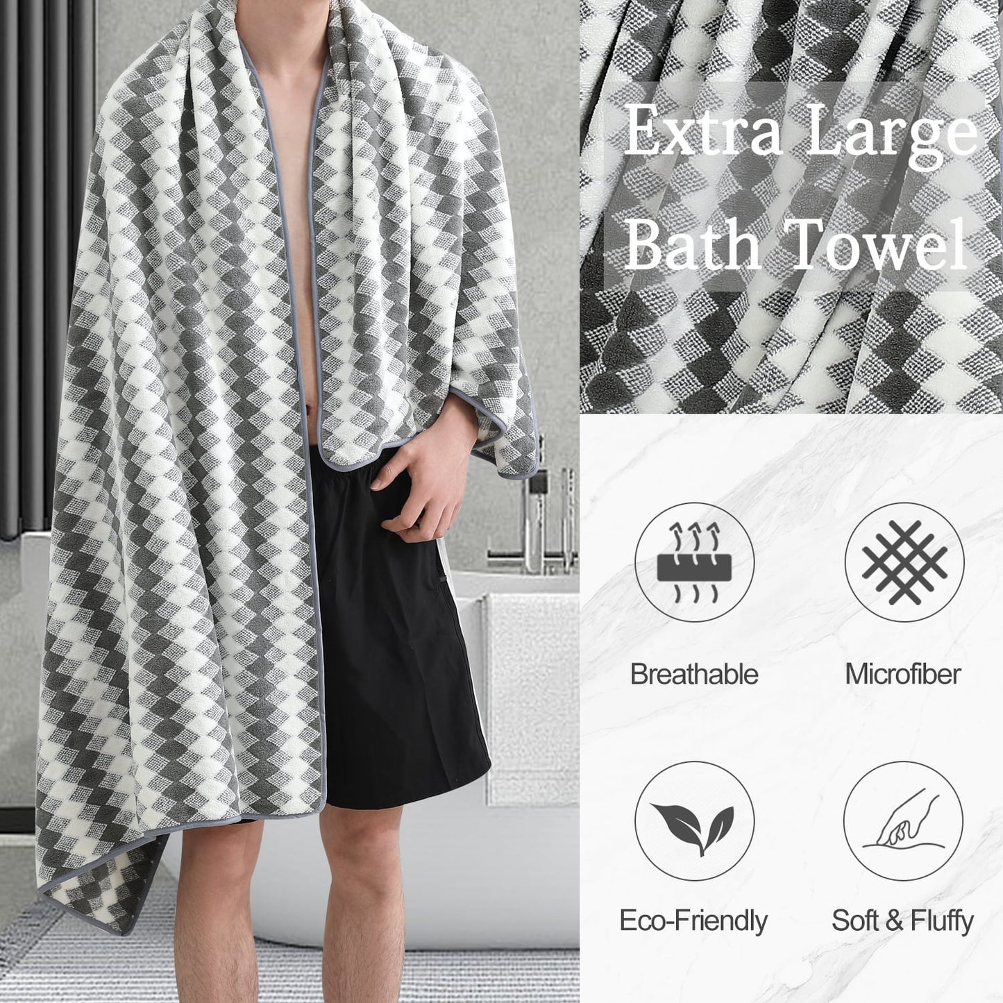 4 Pack Bath Towels Extra Large 35"X 70"Highly Absorbent Quick Dry Bath Towels Oversized Microfiber Bath Sheets Soft Luxurious Towels for Bathroom Kitchen Spa Hotel Gym (Dark Gray)