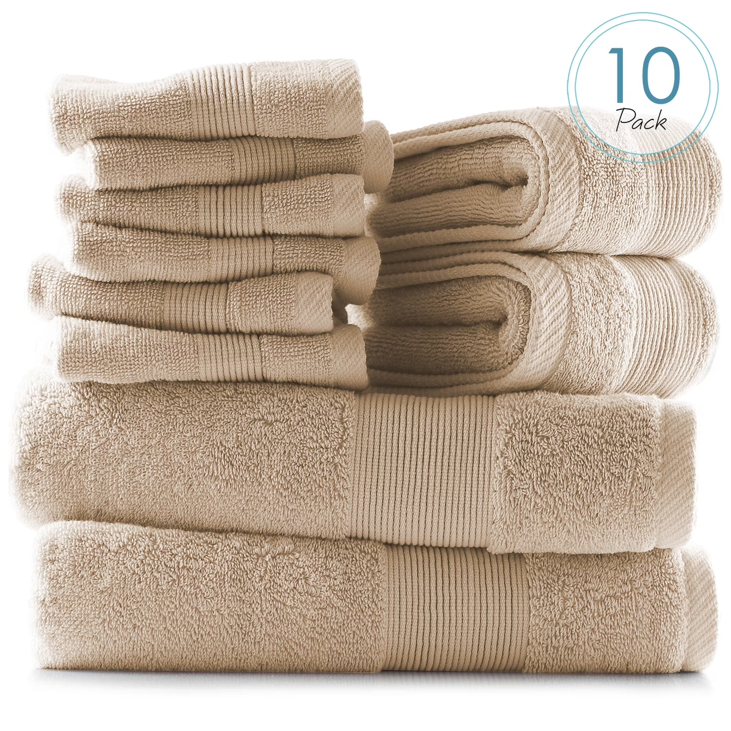 Bath Towel Collection, 100% Cotton Luxury Soft 10 Pc Set – Black
