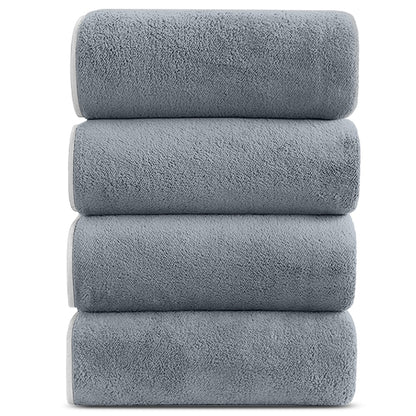 Bath Towels Set of 4, Larger & Light Bath Towels 28 X 55 Inches, 100% Microfiber Super Soft and Highly Absorbent, Bath Sheets Quicker to Dry, Perfect Bathroom Towels for Daily Use, White