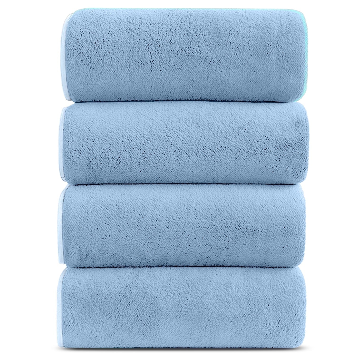 Bath Towels Set of 4, Larger & Light Bath Towels 28 X 55 Inches, 100% Microfiber Super Soft and Highly Absorbent, Bath Sheets Quicker to Dry, Perfect Bathroom Towels for Daily Use, White