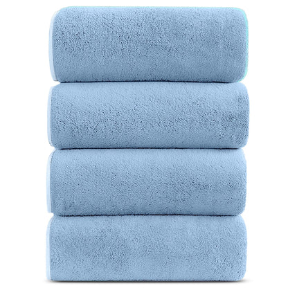 Bath Towels Set of 4, Larger & Light Bath Towels 28 X 55 Inches, 100% Microfiber Super Soft and Highly Absorbent, Bath Sheets Quicker to Dry, Perfect Bathroom Towels for Daily Use, White