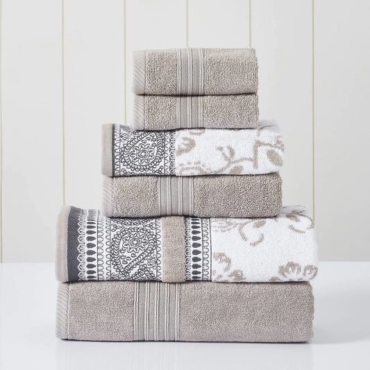 Modern Threads Ophelia 6-Piece Luxury Towel Set – Jacquard & Solid Design