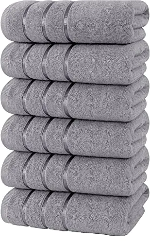 Utopia Towels™ 6-Pack Viscose Hand Towels – Ultra Soft & 600GSM Absorbent Cotton (Cool Grey, 16x28")