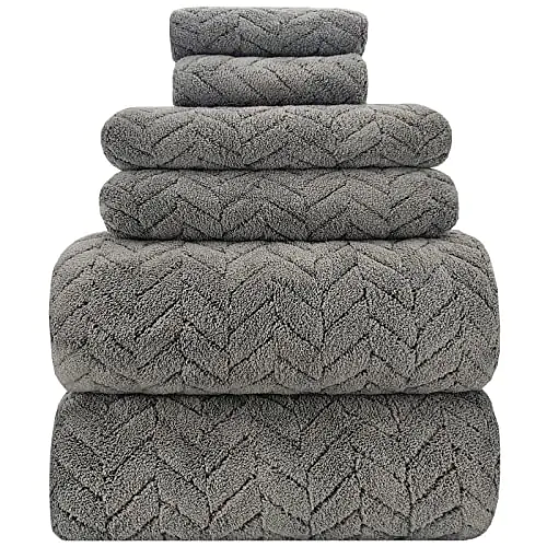 Luxury Charcoal Grey Bath Towels (6-Pack) – Extra Large 39x78", Ultra Soft & Absorbent