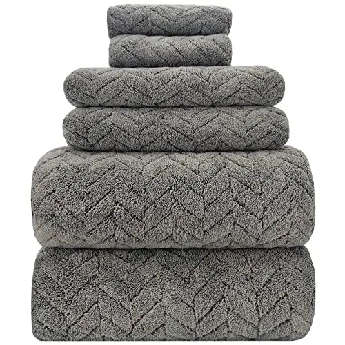 Luxury Charcoal Grey Bath Towels (6-Pack) – Extra Large 39x78", Ultra Soft & Absorbent